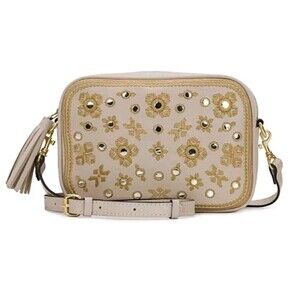 Patricia Nash Josie Small Crossbody Leather Bag Purse Greek Mirror Embroidery